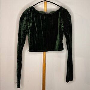 Dark Green Velvet Crop Top